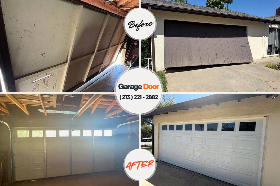 Before and after: garage door repair Highland, KS